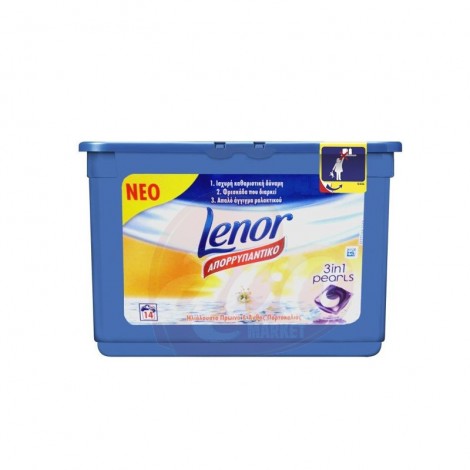 Detergent capsule gel Lenor 3 in 1 Pearls Crin Alb 14 x 29.2 gr