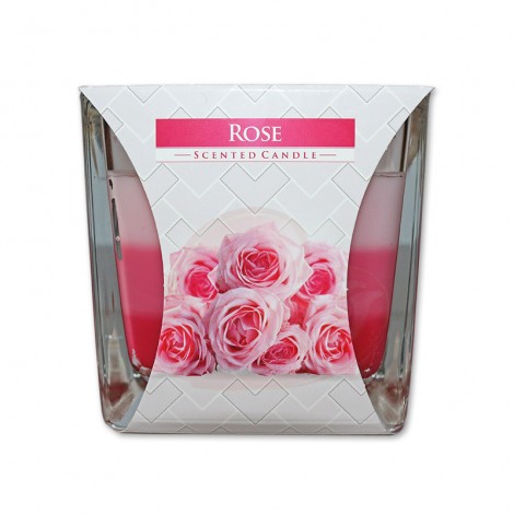 Candela parfumata pahar Bolsius Rose cu 3 straturi