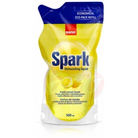 Detergent de vase rezerva Sano Spark lemon 0,500l