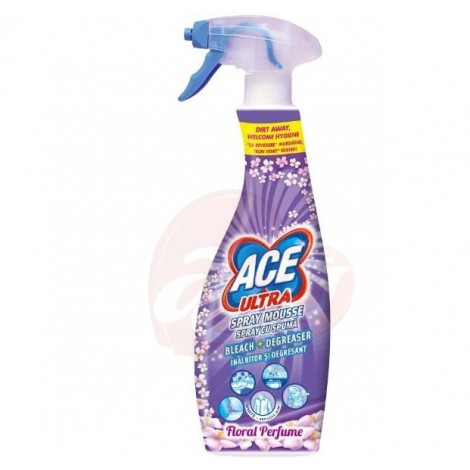 Spray cu spuma inalbitor si degresant Ace Ultra spray  Floral, 700ml