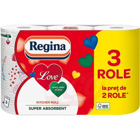 Prosop de bucatarie Regina Love 3 straturi 3 ROLE la pret de 2 role
