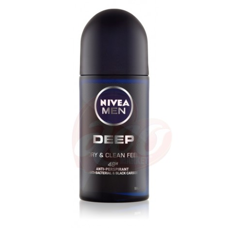 Deodorant antiperspirant roll-on pentru barbati Nivea Deep Dry&Clean Feel 50ml