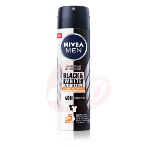 Deodorant antiperspirant spray Nivea Invisible Black & White Ultimate Impact 5in1 150ml