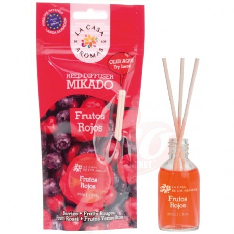 Odorizant camera cu betisoare de rattan, Mikado Fructe rosii, 30 ml