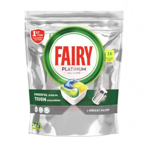 Detergent de vase capsule Fairy Platinum All in One, 16 buc