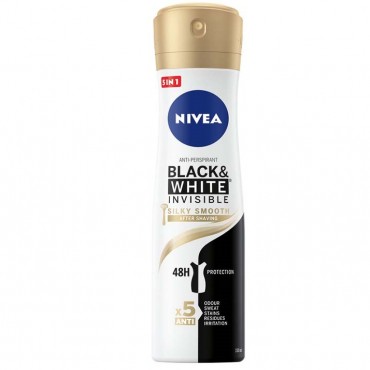Deodorant antiperspirant spray Nivea Invisible for Black & White Silky Smooth, 150 ml