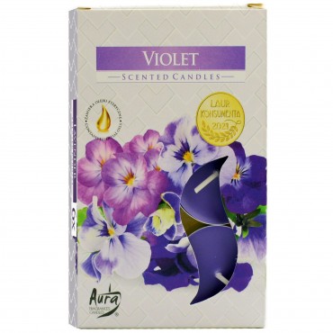 Candela tip pastila set 6 lumanari parfumate aroma Violete