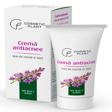 Crema Cosmetic Plant antiacnee cu ulei de salvie si sulf, 30 ml