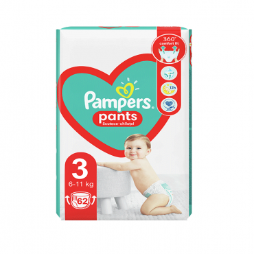 Scutece tip chilotel Pampers Pants 3, 6-11 Kg, 62 Buc