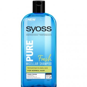 Sampon micelar Syoss Pure Fresh pentru par normal, 500 ml