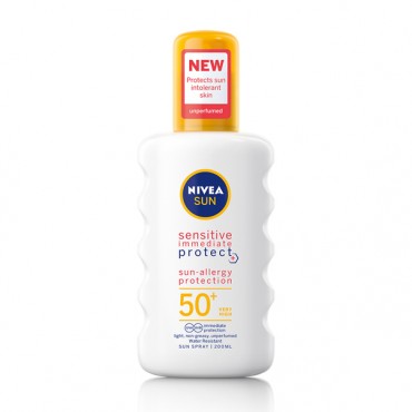 Spray de protectie Nivea Sun Sensitive impotriva alergiilor solare FPS 50+, 200 ml