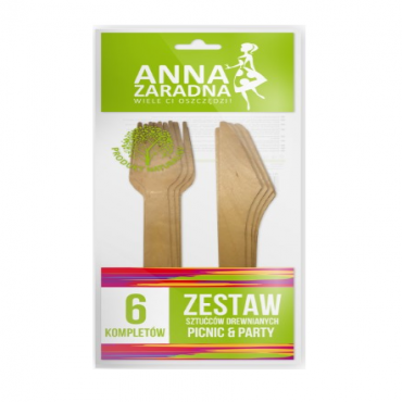 Set tacamuri ecologice din lemn - 6 furculite cu 6 cutite,Anna Zaradna