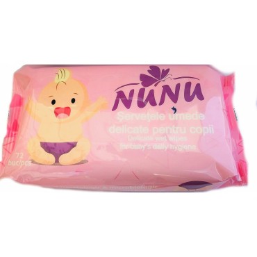 Servetele umede pentru copii Nunu roz/mov 72 file  